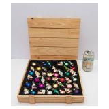 Mercury Glass Christmas Ornaments in Wooden Crate Case