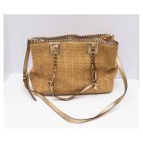 Michael Kors Rosalie East West Straw Tote with Metallic Detailing