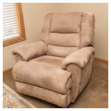 Tan Suede Rocker Recliner – Swivel Chair (40”W)