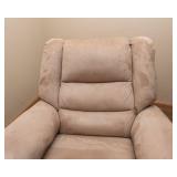 Tan Suede Rocker Recliner – Swivel Chair (40”W)