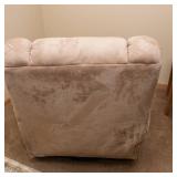 Tan Suede Rocker Recliner – Swivel Chair (40”W)