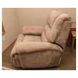 Tan Suede Rocker Recliner – Swivel Chair (40”W)