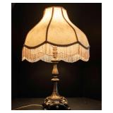 Vintage Tassel Lamp 29"T– Ornate Heavy Base with Cream Shade