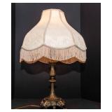 Vintage Tassel Lamp 29"T– Ornate Heavy Base with Cream Shade