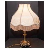 Vintage Tassel Lamp 29"T– Ornate Heavy Base with Cream Shade