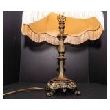 Vintage Tassel Lamp 29"T– Ornate Heavy Base with Cream Shade