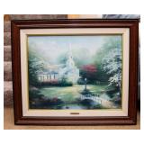 “Hometown Chapel / Hometown Memories II” – Thomas Kinkade Limited Edition Signed and Numbered Framed Artwork (39" x 33")