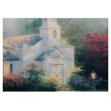 “Hometown Chapel / Hometown Memories II” – Thomas Kinkade Limited Edition Signed and Numbered Framed Artwork (39" x 33")