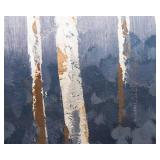 Wrapped Canvas Wall Art – Blue Toned Trees with Gold Detailing (48” x 36”)