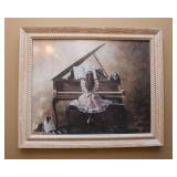 “Girl Playing Piano” Artwork by Rozen – Framed Wall Art (23.5" x 19.5")