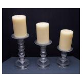 The Large Glass Pillar Candle Holders and Pillar Candles