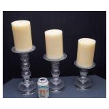 The Large Glass Pillar Candle Holders and Pillar Candles