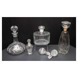 Assorted Decanters & Extra Stoppers – Glassware Lot