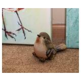 Two Pieces of Bird Artwork and Adorable Bird Figurine