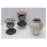 Rustic Candle Holders & Pottery Vase Set