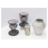Rustic Candle Holders & Pottery Vase Set