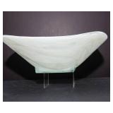 White Swirl Glass Decorative Bowl – 14.25” Diameter