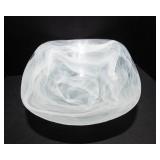 White Swirl Glass Decorative Bowl – 14.25” Diameter
