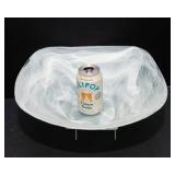 White Swirl Glass Decorative Bowl – 14.25” Diameter