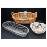 Set of 3 Decorative Baskets – Wicker, Metal & Crocheted