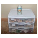 Collection of Rubber Ink Stamps and Storage Container - Friends, Thinking of You, Sympathy, Get Well, Trees, and Leaves