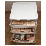 Miscellaneous Rubber Stamps and Storage Container