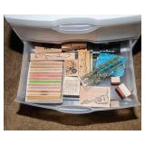 Miscellaneous Rubber Stamps and Storage Container