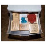 Miscellaneous Rubber Stamps and Storage Container