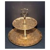 Vintage 22K Weeping Gold Bright 2-Tier Server – Hand Painted