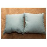 Two Light Teal Throw Pillows