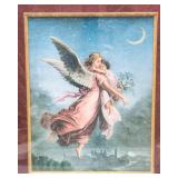 Vintage Framed Angel Artwork (20” x 23”)