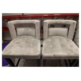 Set of 4 Gray Velvet Barstools – 30” Seat Height