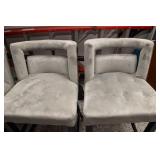 Set of 4 Gray Velvet Barstools – 30” Seat Height