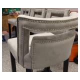 Set of 4 Gray Velvet Barstools – 30” Seat Height