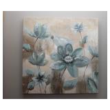 Blue Floral Canvas Wrapped Artwork (30" x 30")