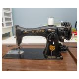 Vintage Singer Sewing Machine with Folding Sewing Cabinet Table