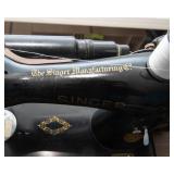 Vintage Singer Sewing Machine with Folding Sewing Cabinet Table