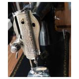 Vintage Singer Sewing Machine with Folding Sewing Cabinet Table