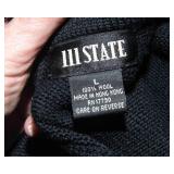 111 State Black Wool Sweater with Faux Trim Collar & Cuffs – Size Large
