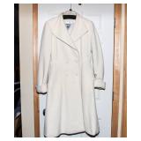 Marvin Richards Women’s Coat with Matching Scarf & Gloves – Size 12 (Cream Wool Blend)