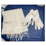 Marvin Richards Women’s Coat with Matching Scarf & Gloves – Size 12 (Cream Wool Blend)