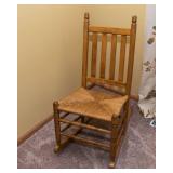 American Country-Style Wooden Rocking Chair – Rush Seat