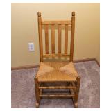 American Country-Style Wooden Rocking Chair – Rush Seat