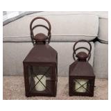 Set of 2 Decorative Lanterns with Pillar Candles