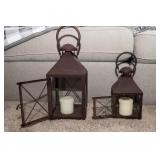 Set of 2 Decorative Lanterns with Pillar Candles