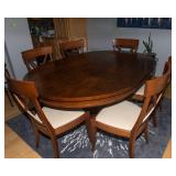 Restoration Hardware Pearse 54” Round Extension Dining Table + 6 Cross Back Chairs