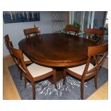 Restoration Hardware Pearse 54” Round Extension Dining Table + 6 Cross Back Chairs