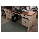 Office Desk – Cream Base with Wood Top