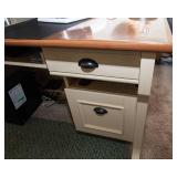 Office Desk – Cream Base with Wood Top