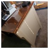 Office Desk – Cream Base with Wood Top